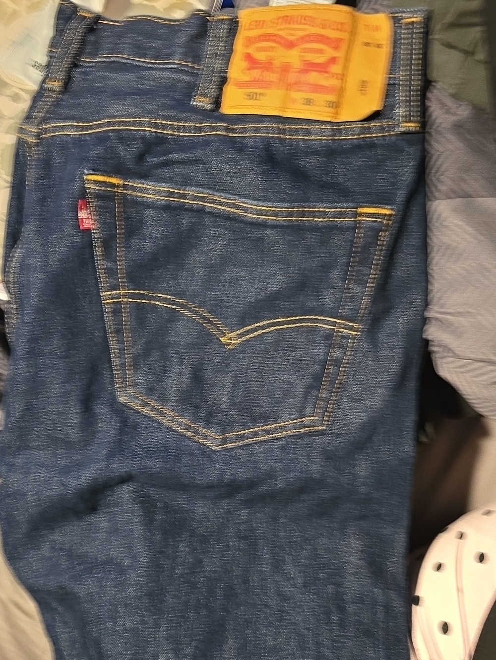 Levi's Men's Indigo Straight Jeans with Yellow Stitching